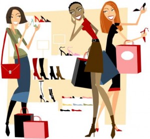 women shoe shopping clip art